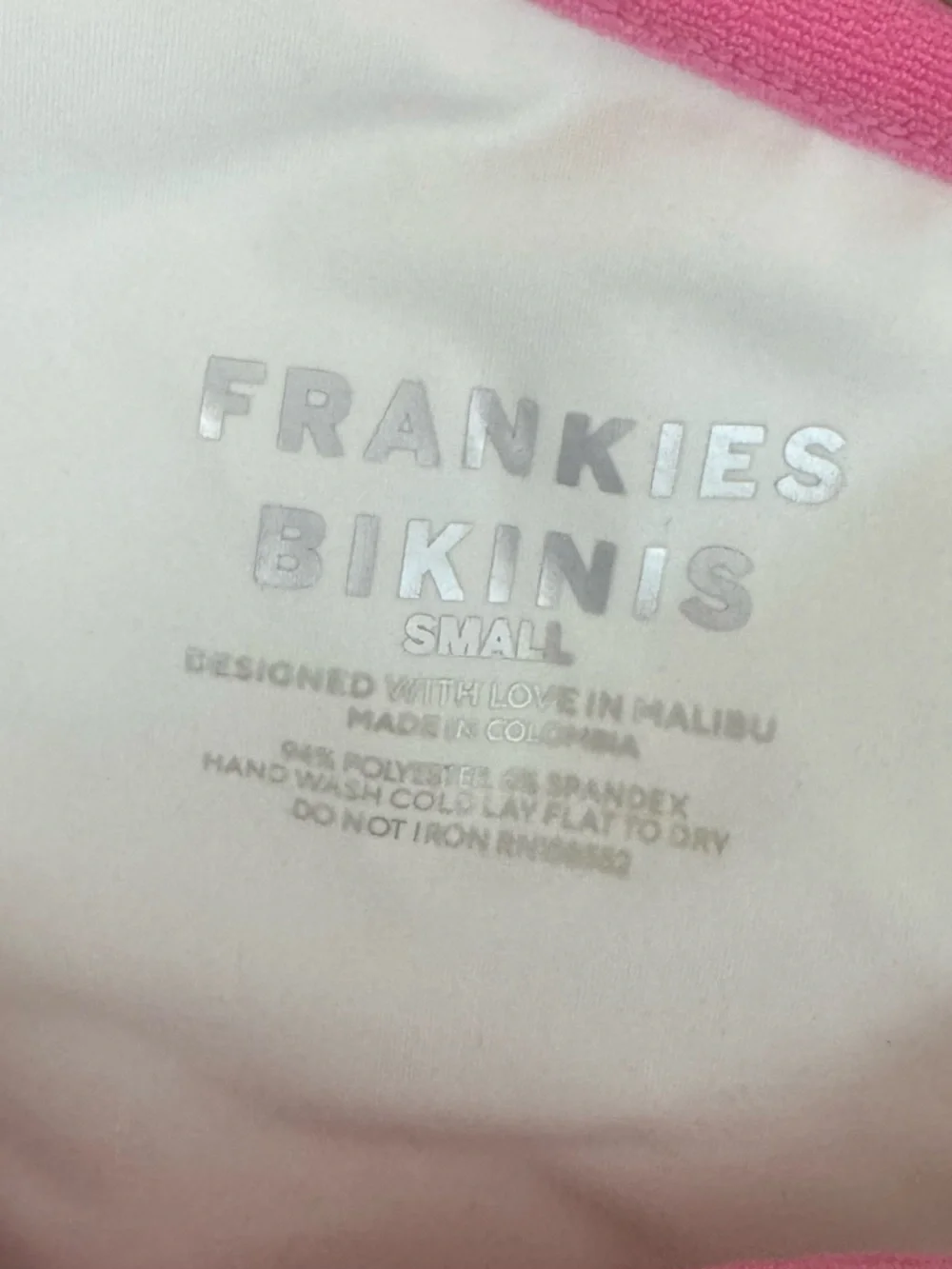 Frankie’s Bikinis Cash Terry one piece swimsuit White Pink sz Small